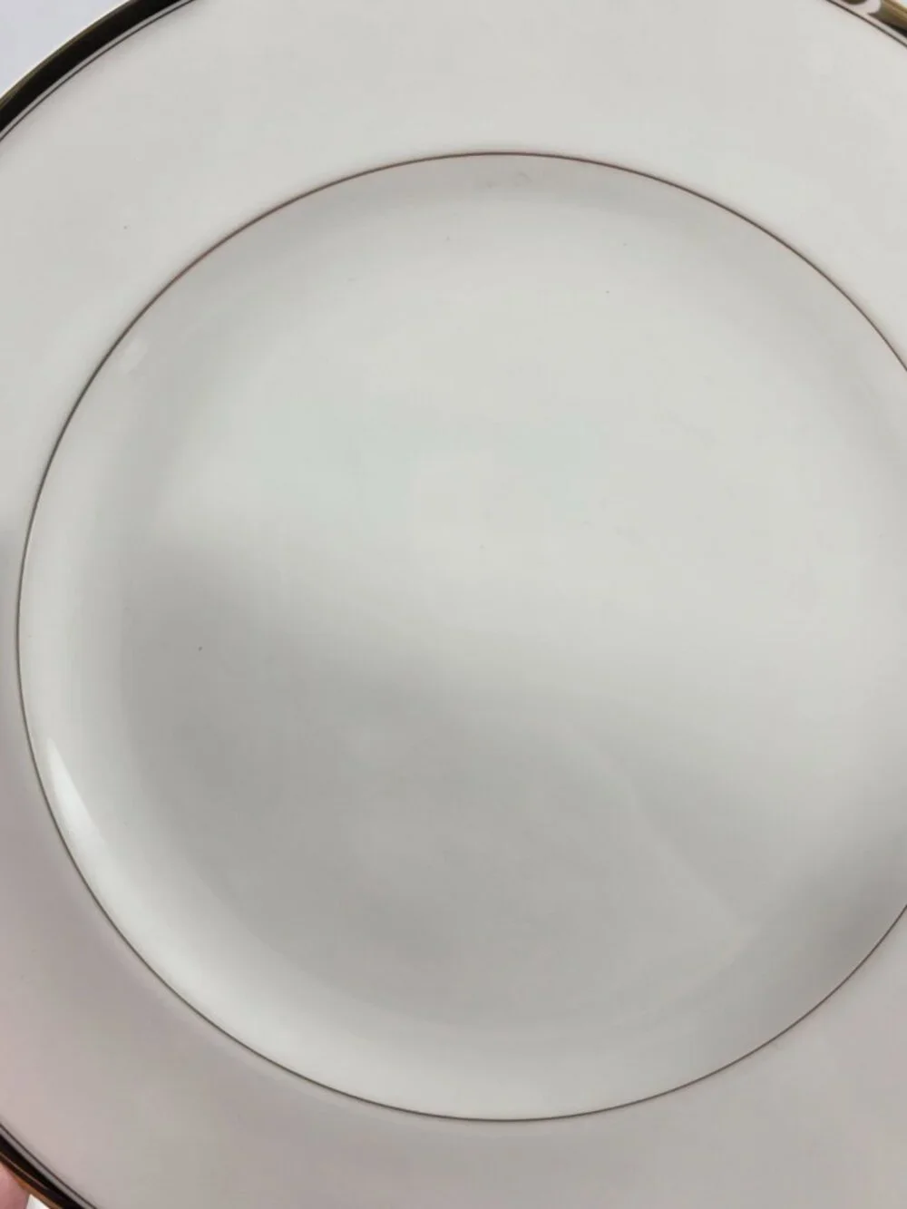 ONE Mikasa Academy Bone China Salad Plate White with Black & Gold Band NEW